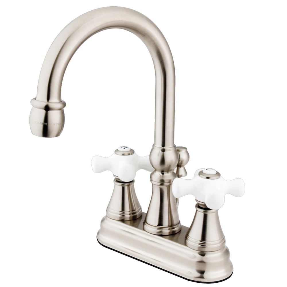 Robinet de salle de bain à 2 poignées central de 4 pouces de la collection Governor en nickel brossé