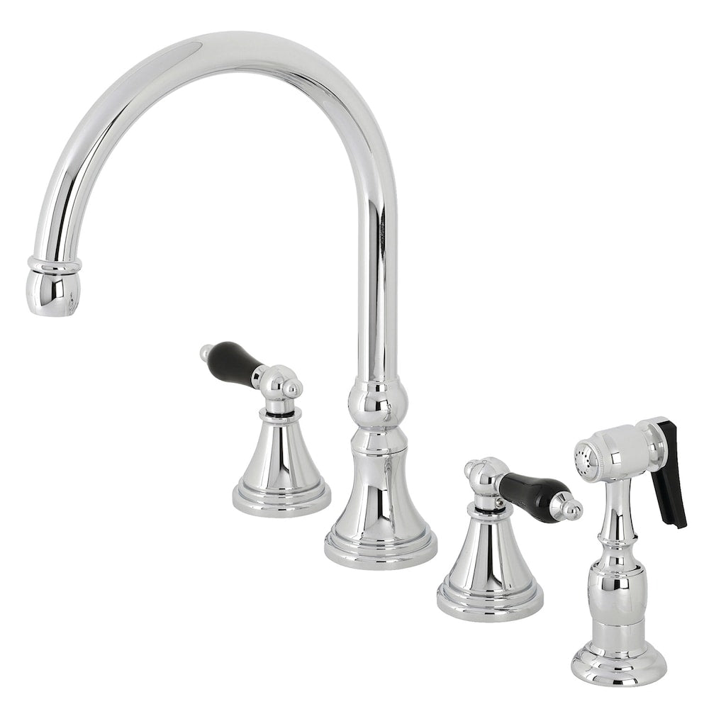 Robinet de cuisine à 2 poignées Duchess avec pulvérisateur latéral en chrome poli