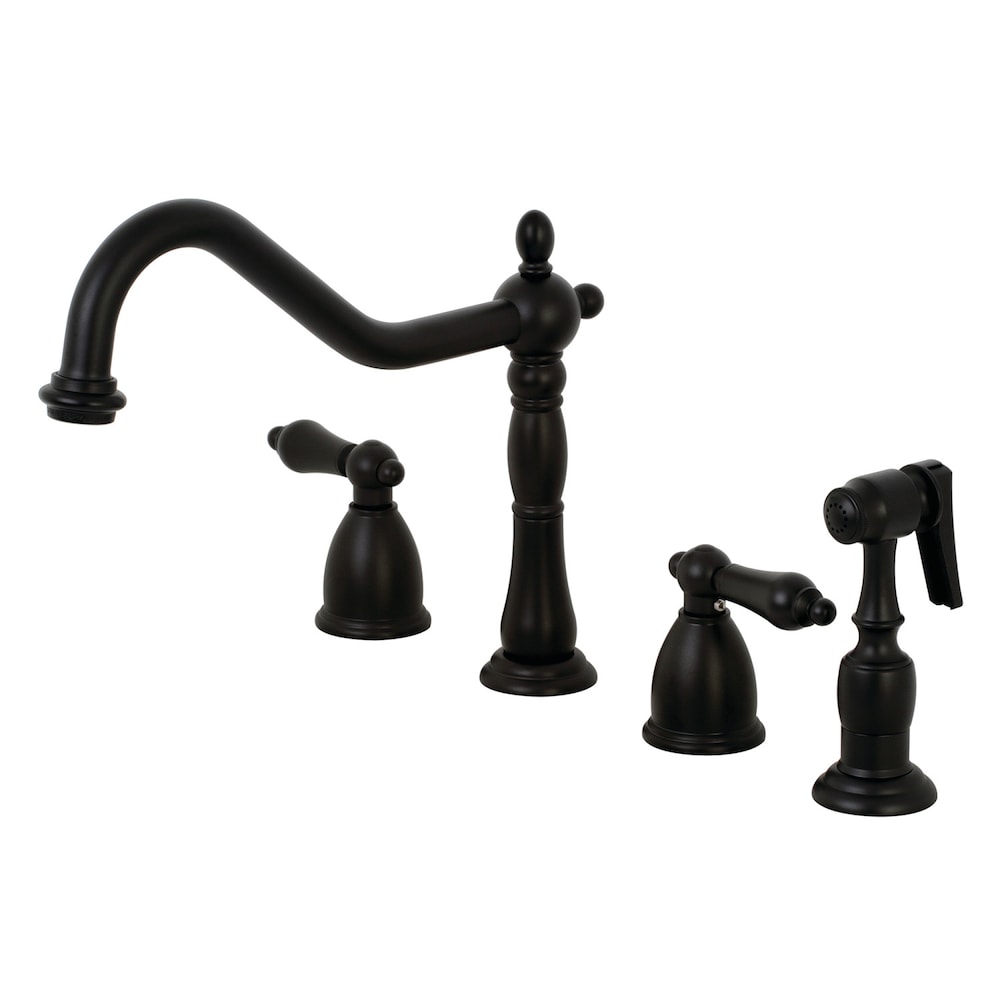 Robinet de cuisine standard à 2 poignées Heritage et pulvérisateur en laiton en noir mat