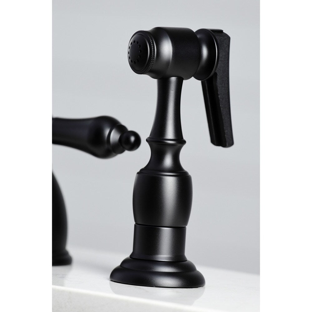 Robinet de cuisine standard à 2 poignées Heritage et pulvérisateur en laiton en noir mat
