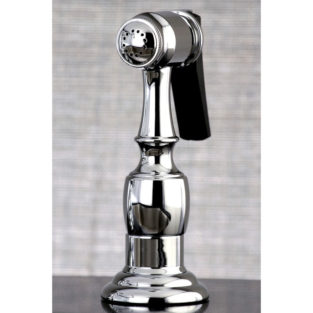 Robinet de cuisine standard à 2 poignées Tudor avec pulvérisateur latéral en chrome poli