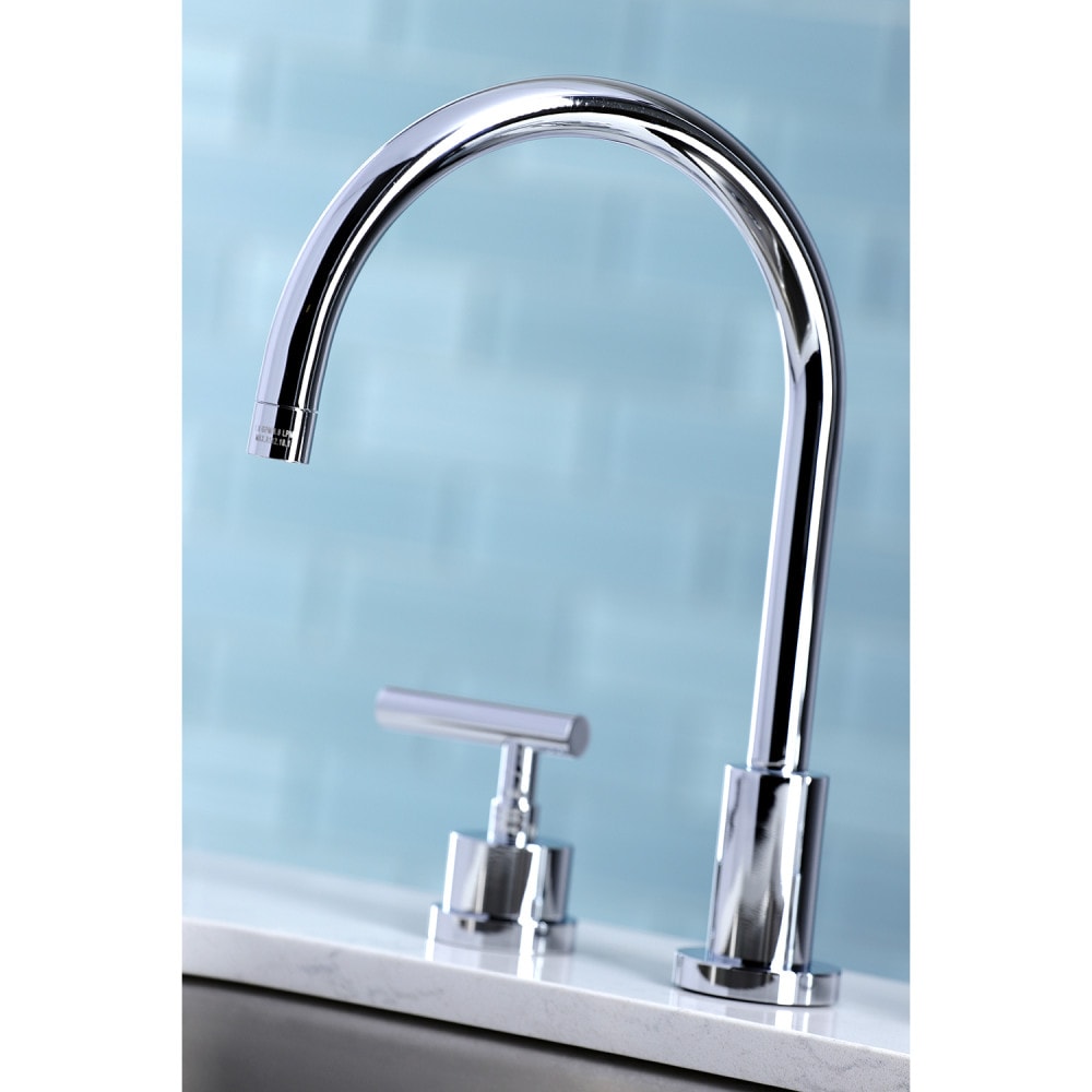 Robinet de cuisine standard à 2 poignées Manhattan avec pulvérisateur latéral en chrome poli