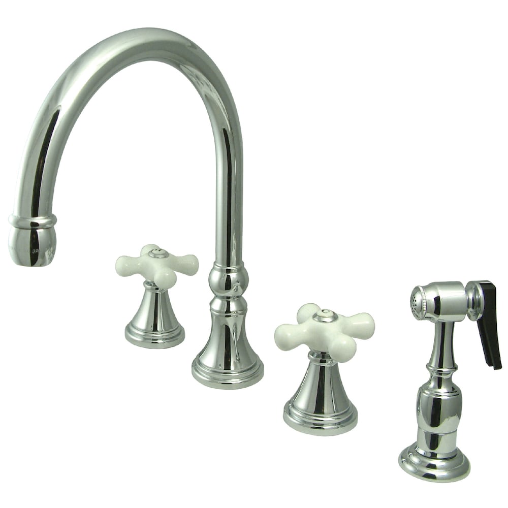 Robinet de cuisine standard à 2 poignées avec pulvérisateur latéral Governor en chrome poli
