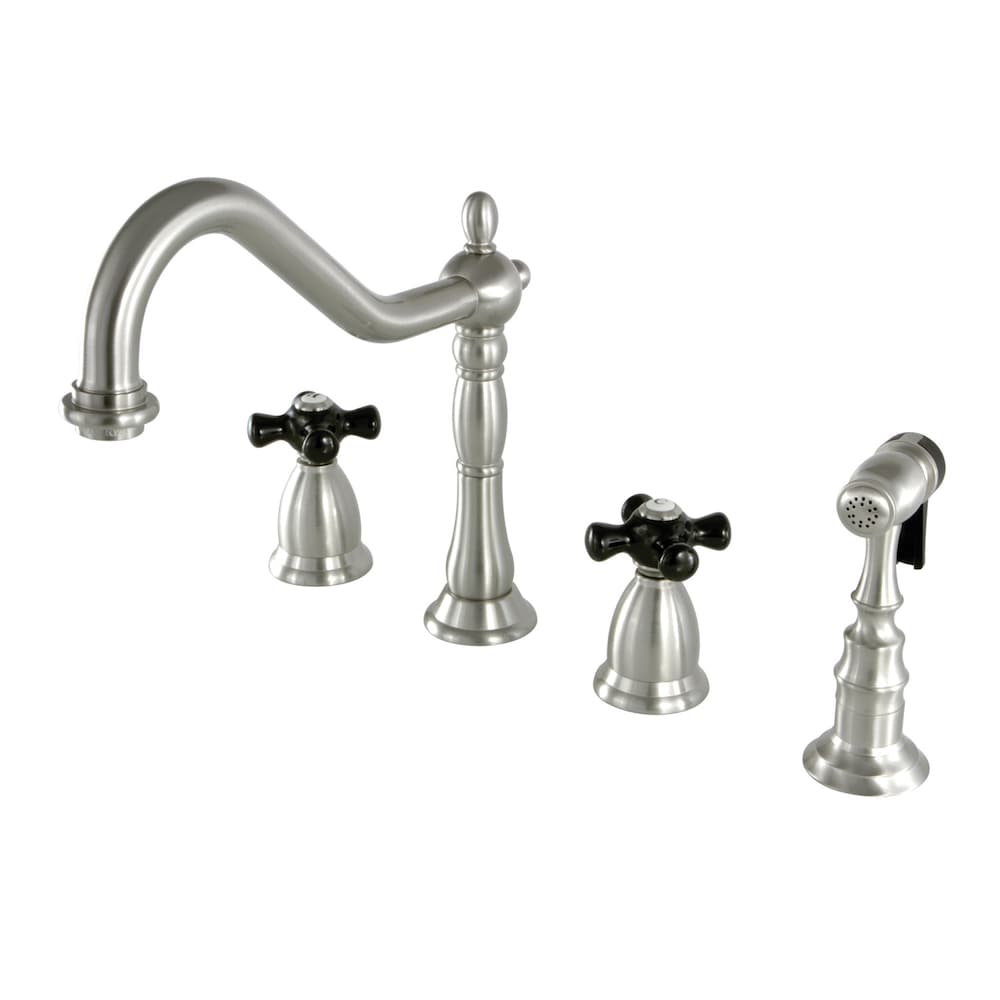 Robinet de cuisine standard à 2 poignées Duchess-Cross avec pulvérisateur latéral en nickel brossé