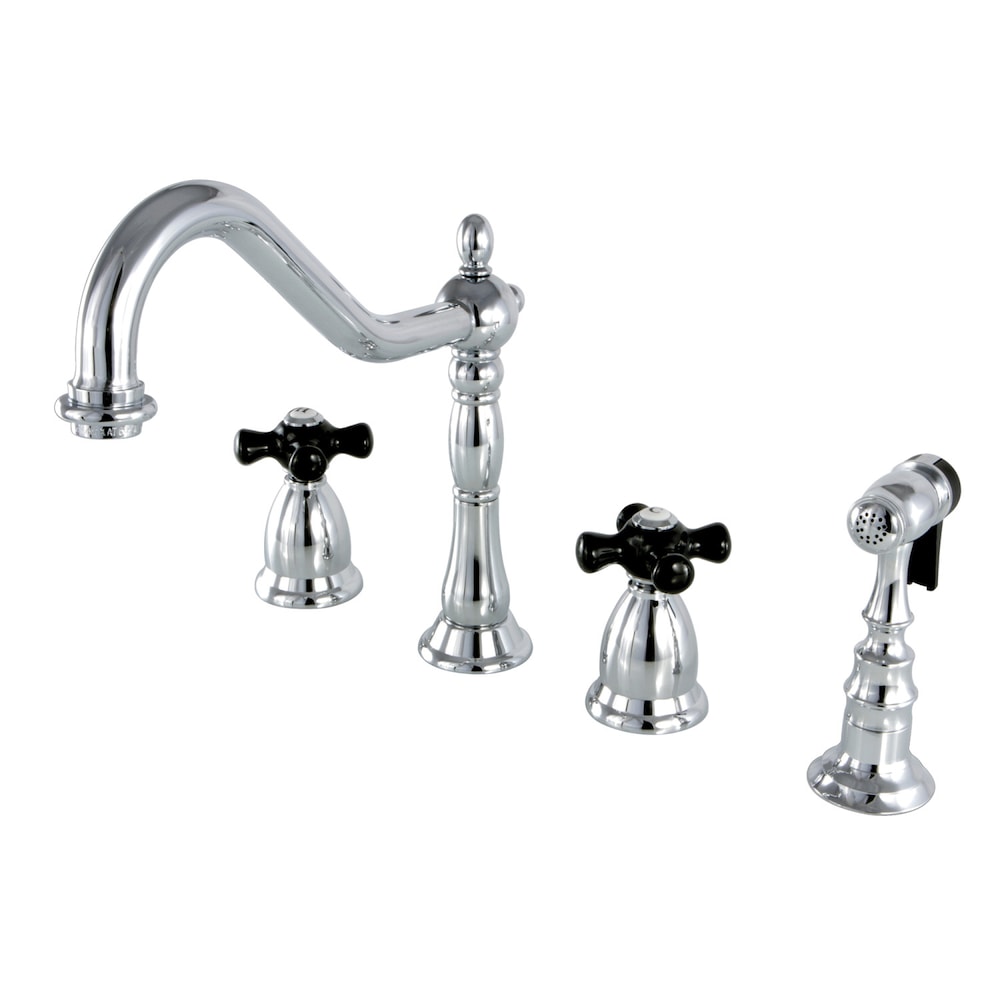 Robinet de cuisine standard à 2 poignées Duchess-Cross avec pulvérisateur latéral en chrome poli