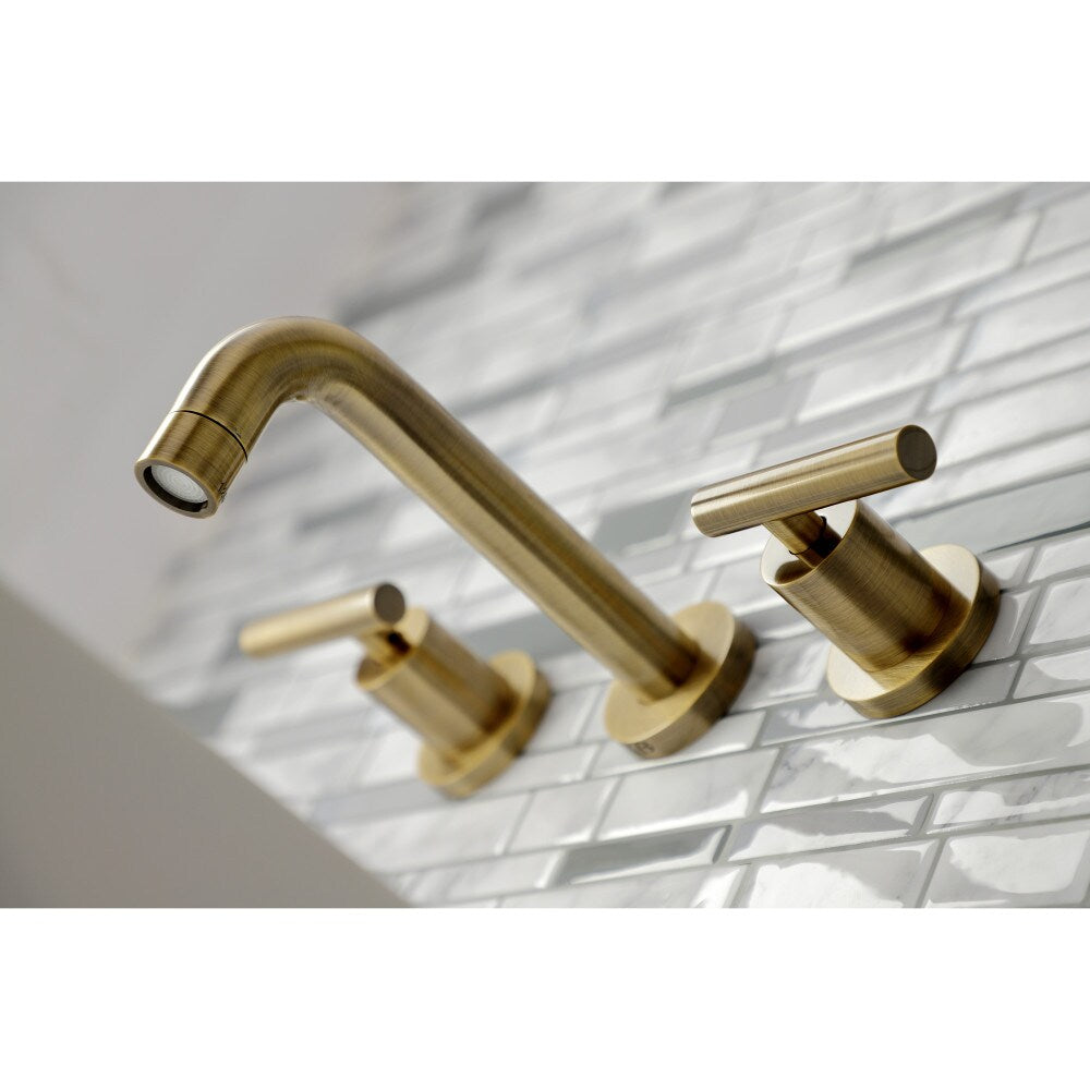 Manhattan 2-Handle Wall Mount Bathroom Faucet in Antique Brass