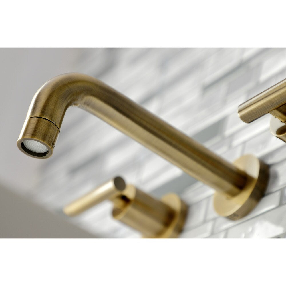 Manhattan 2-Handle Wall Mount Bathroom Faucet in Antique Brass