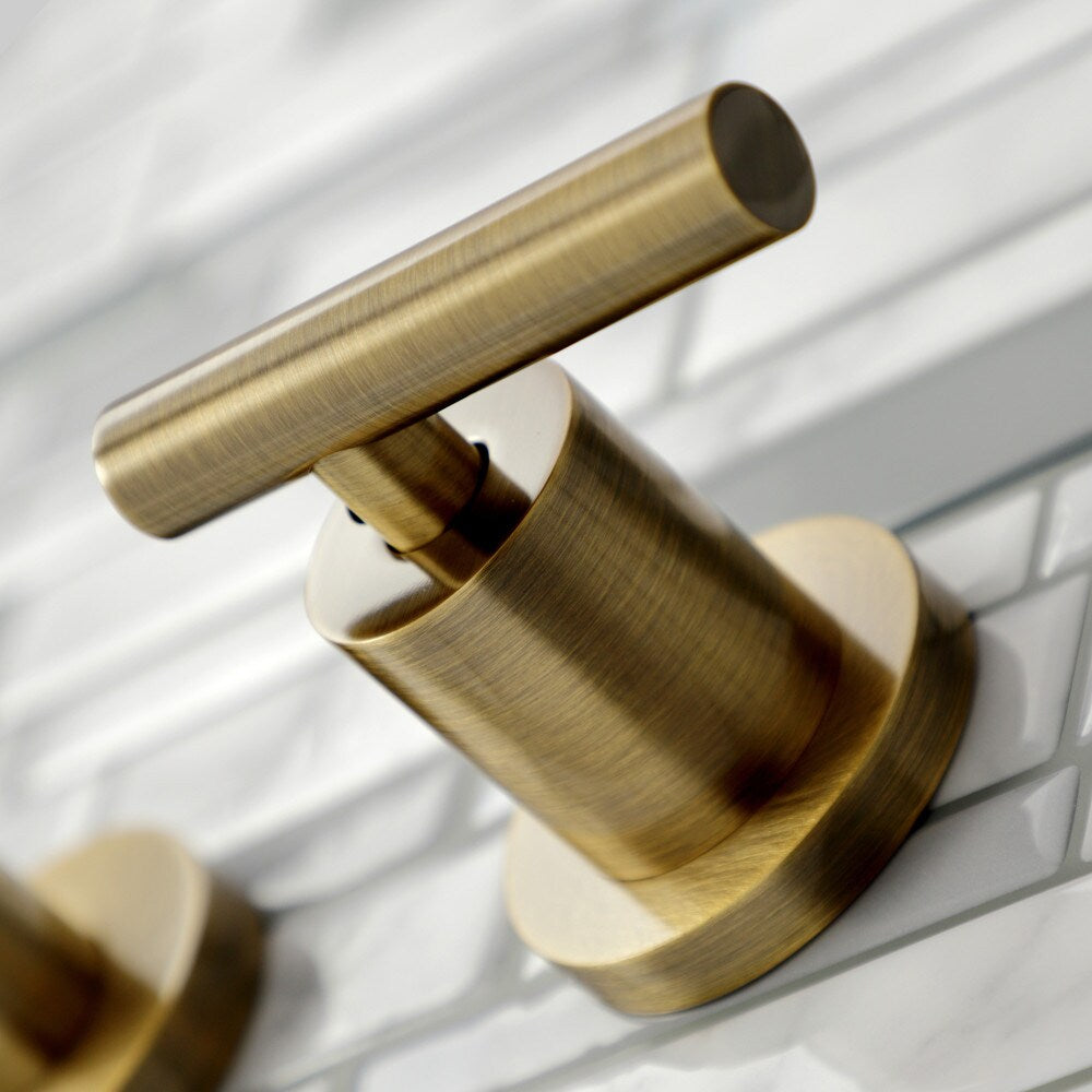 Manhattan 2-Handle Wall Mount Bathroom Faucet in Antique Brass