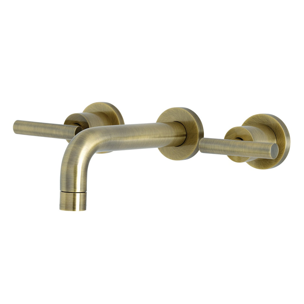 Manhattan 2-Handle Wall Mount Bathroom Faucet in Antique Brass