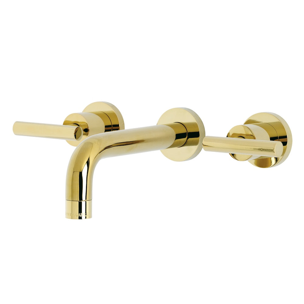 Manhattan 2-Handle Wall Mount Bathroom Faucet in Polished Brass