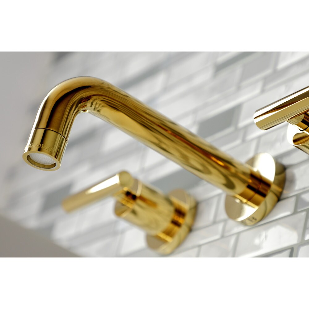 Manhattan 2-Handle Wall Mount Bathroom Faucet in Polished Brass