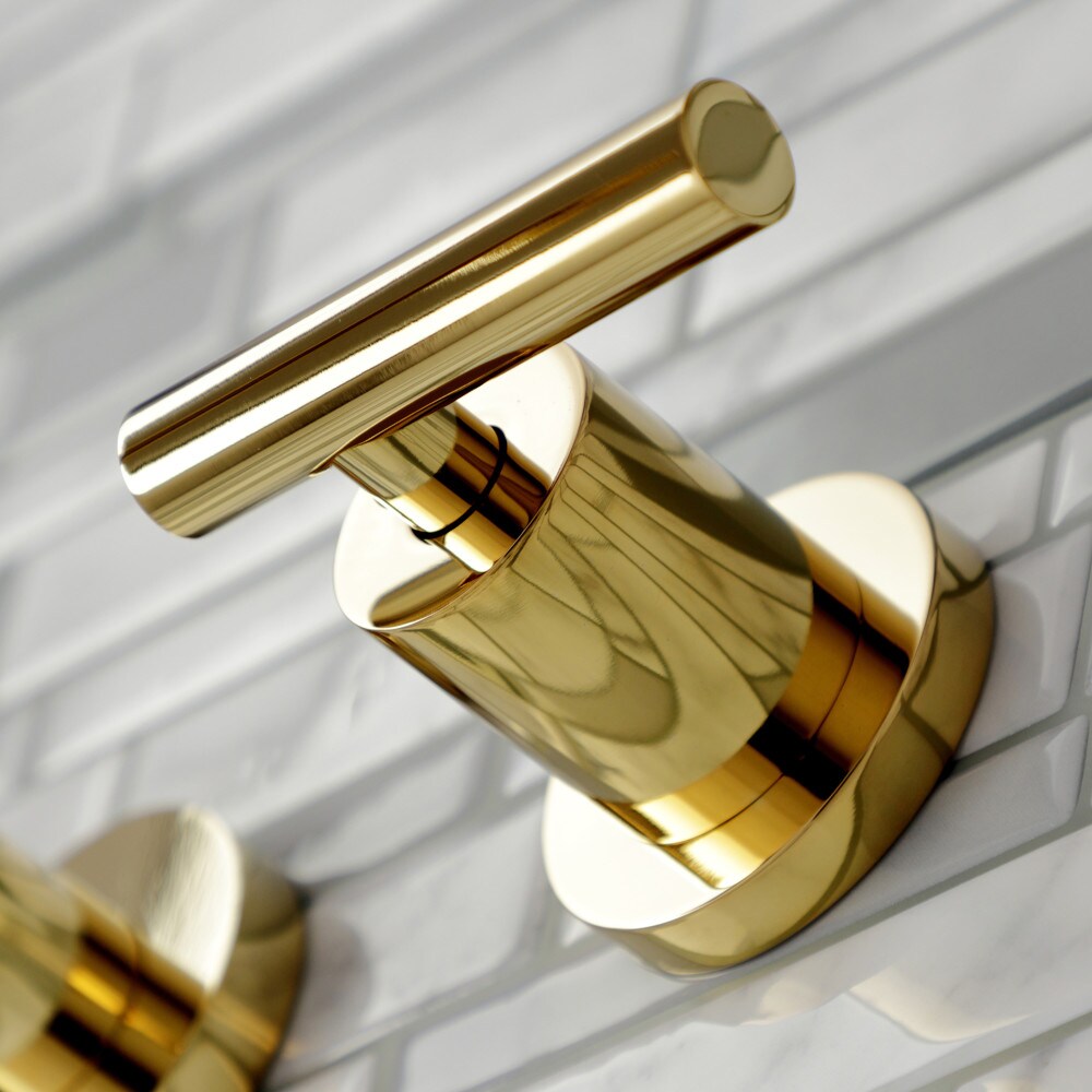 Manhattan 2-Handle Wall Mount Bathroom Faucet in Polished Brass