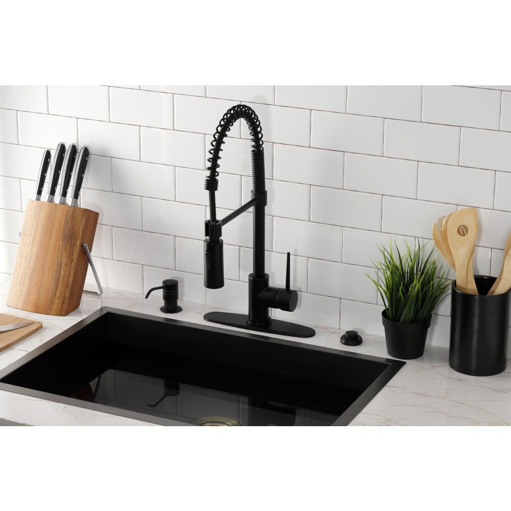 Robinet de cuisine à poignée unique et pulvérisateur rétractable New York en noir mat