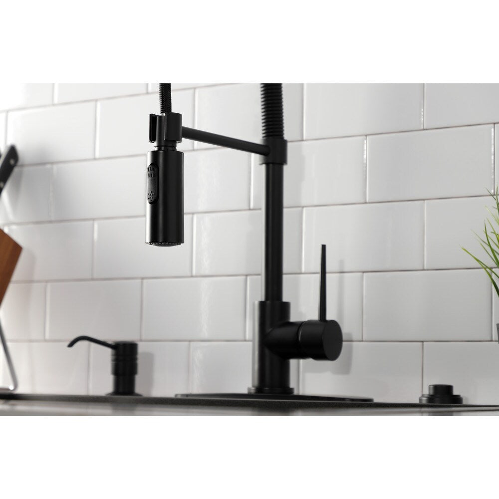 Robinet de cuisine à poignée unique et pulvérisateur rétractable New York en noir mat