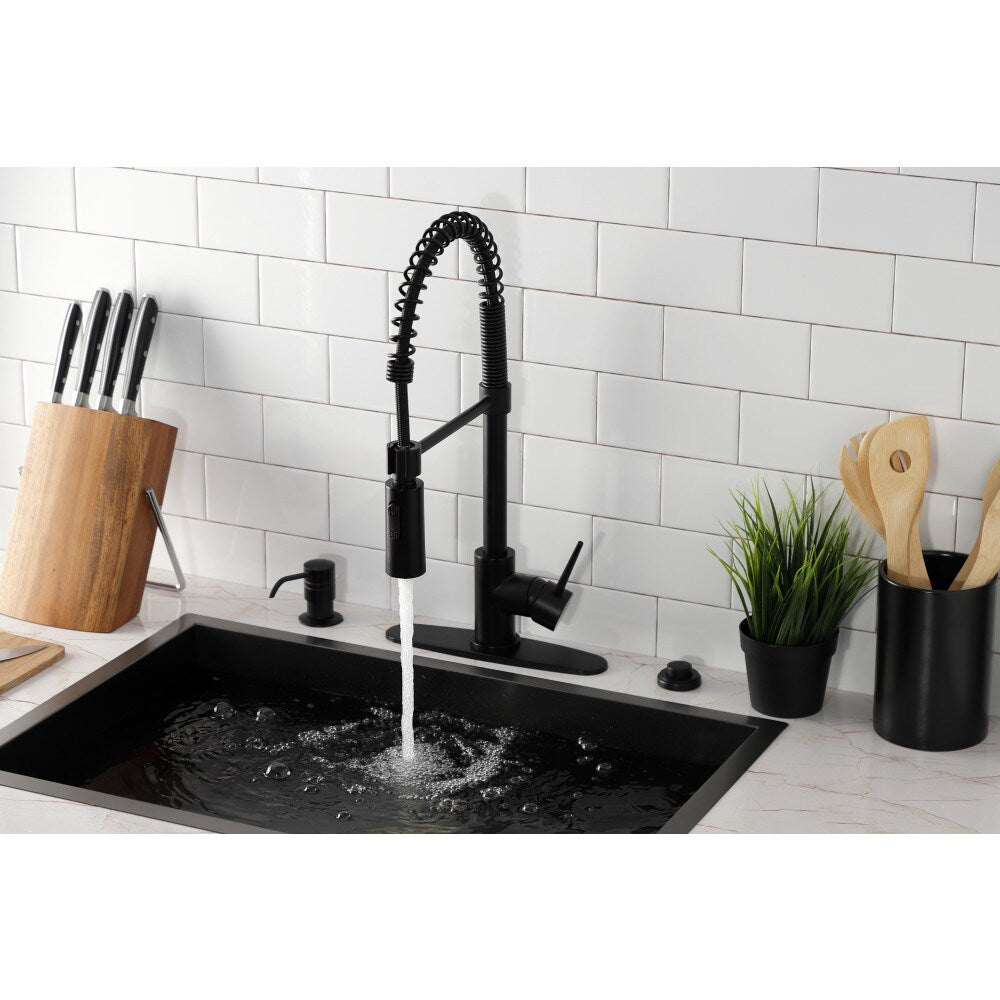 Robinet de cuisine à poignée unique et pulvérisateur rétractable New York en noir mat