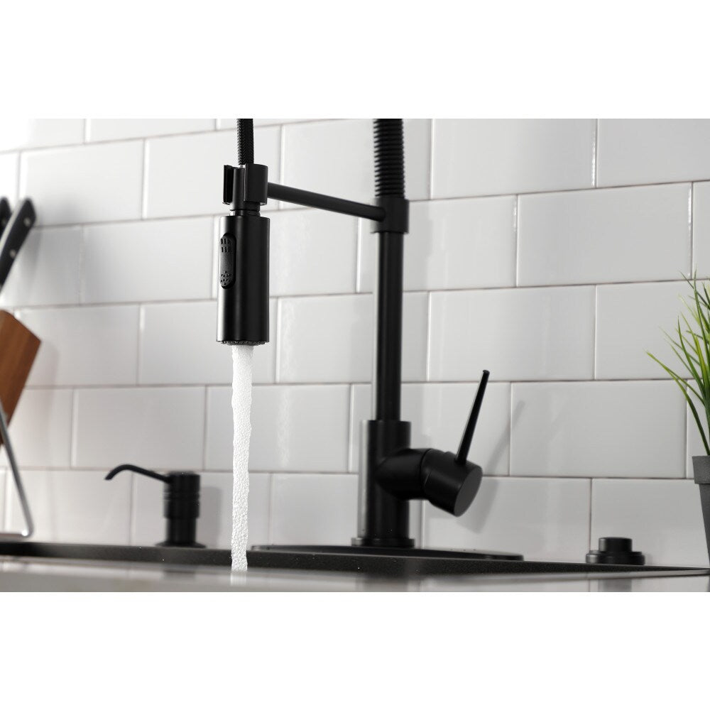 Robinet de cuisine à poignée unique et pulvérisateur rétractable New York en noir mat
