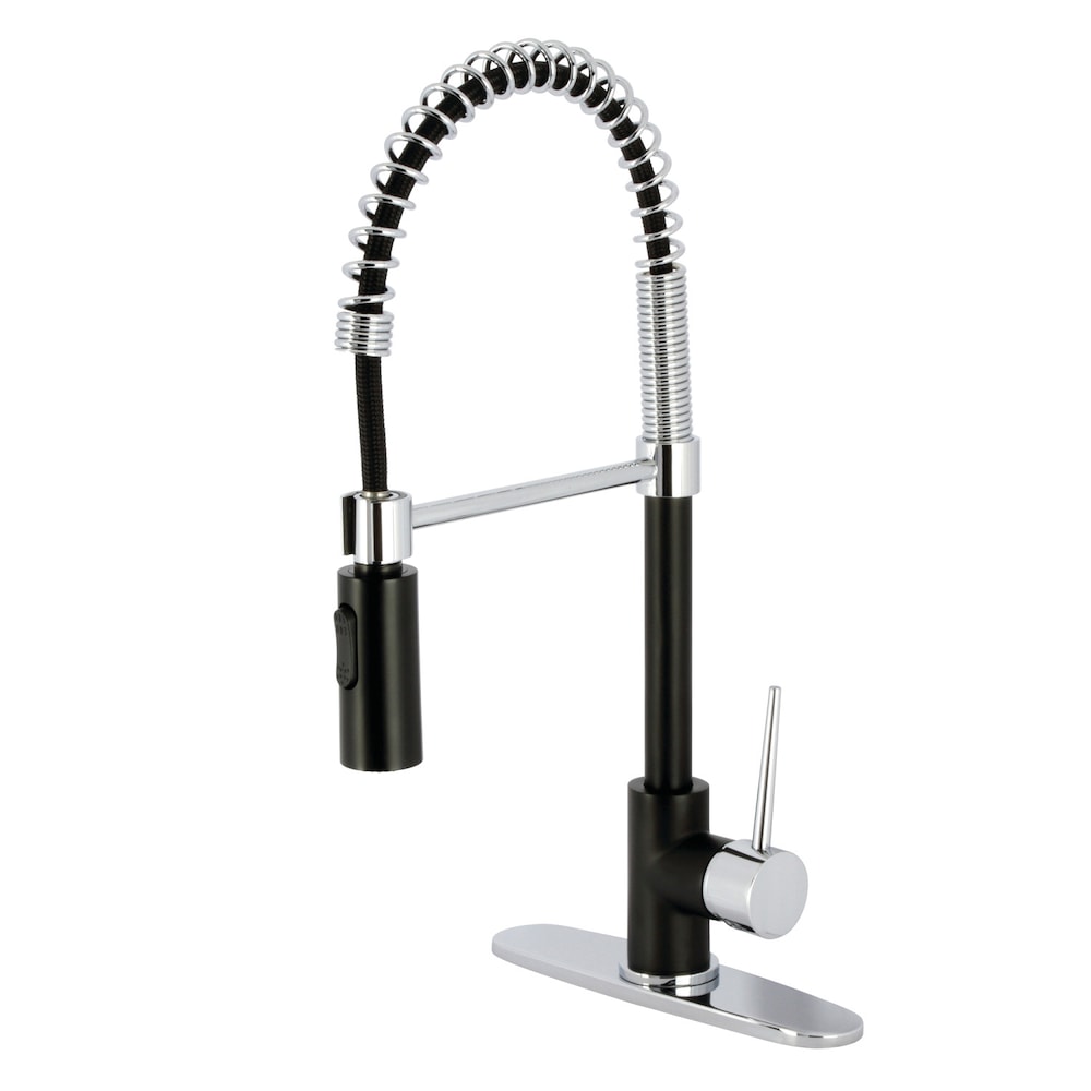 Robinet de cuisine à poignée unique et pulvérisateur rétractable New York en noir mat/chrome poli
