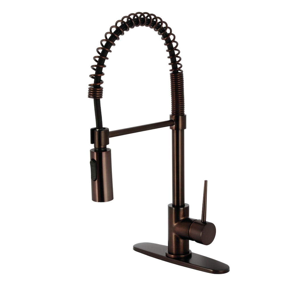 Robinet de cuisine à poignée unique et pulvérisateur rétractable New York en bronze huilé