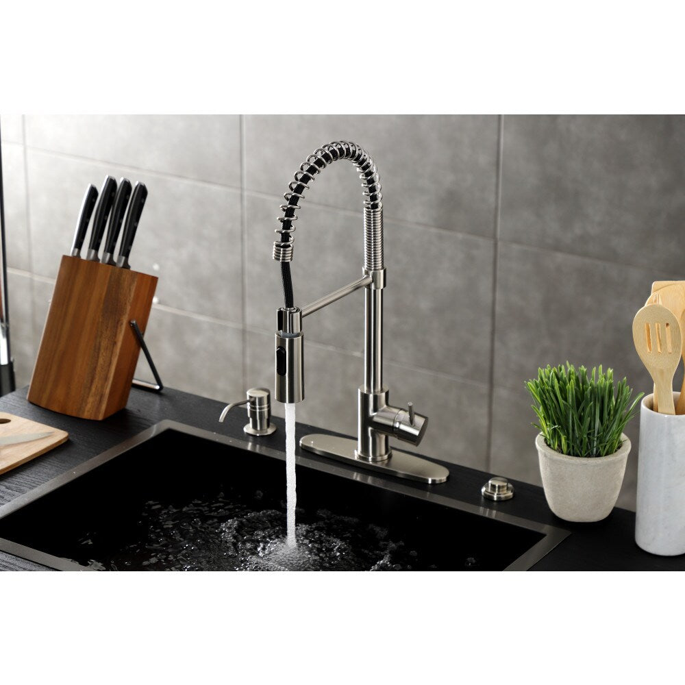 Robinet de cuisine à poignée unique et pulvérisateur rétractable New York en nickel brossé