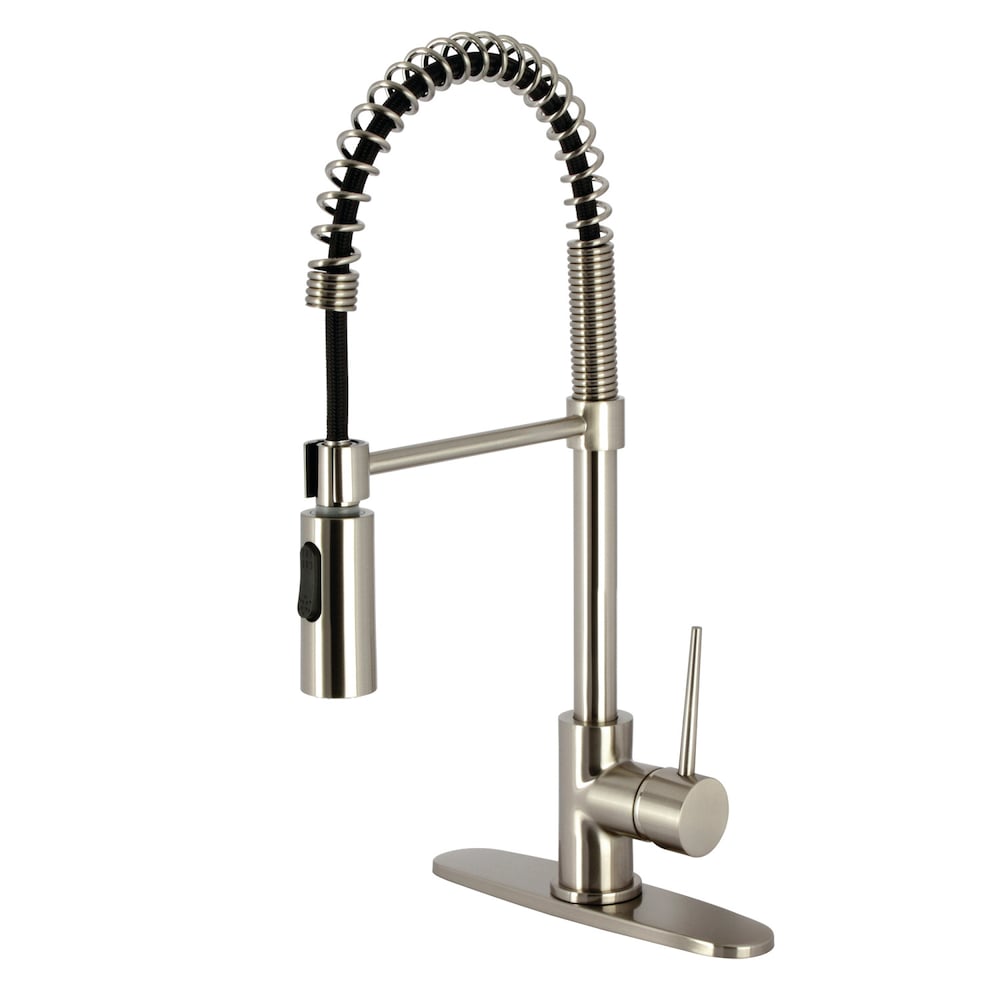 Robinet de cuisine à poignée unique et pulvérisateur rétractable New York en nickel brossé