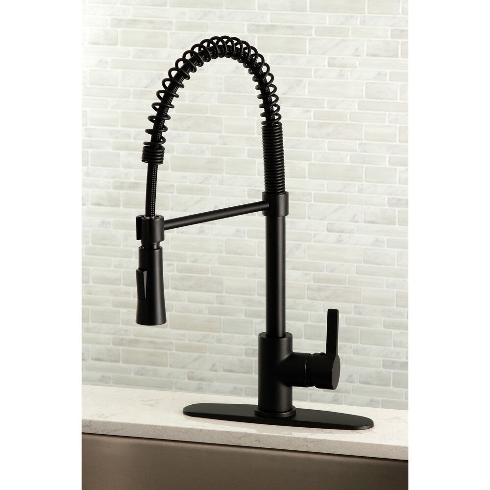 Robinet de cuisine moderne à poignée unique et pulvérisateur rétractable en noir mat