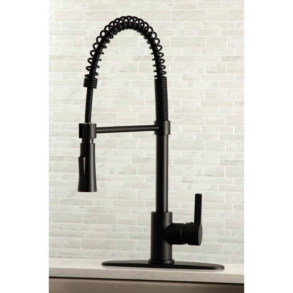 Robinet de cuisine moderne à poignée unique et pulvérisateur rétractable en noir mat