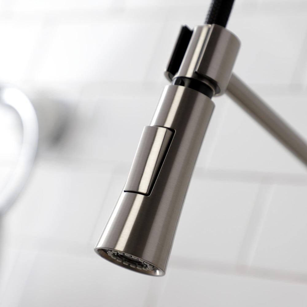 Robinet de cuisine à poignée unique et douchette rétractable Continental en nickel brossé