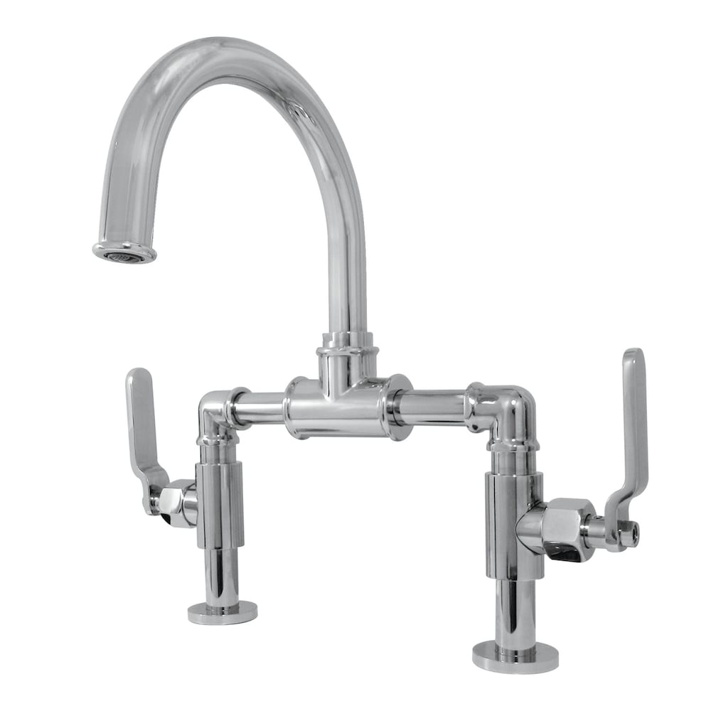 Robinet de salle de bain à 2 poignées de 8 pouces Industrial Bridge en chrome poli