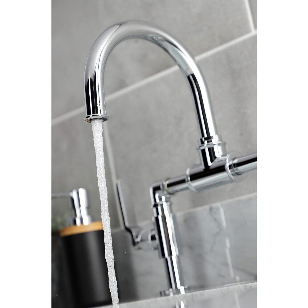 Robinet de salle de bain à 2 poignées de 8 pouces Industrial Bridge en chrome poli