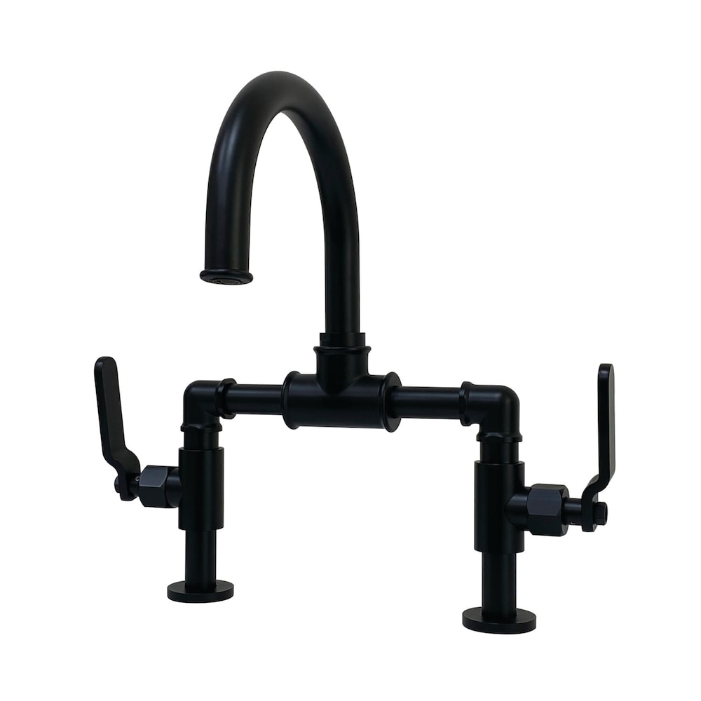 Robinet de salle de bain à 2 poignées de 8 pouces Industrial Bridge en noir mat