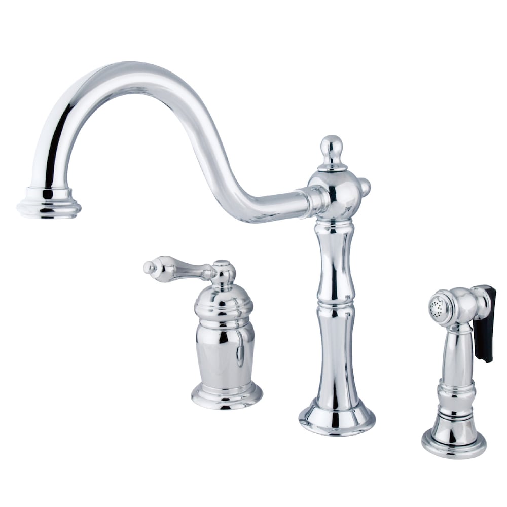 Robinet de cuisine standard à poignée unique Heritage avec pulvérisateur latéral en chrome poli