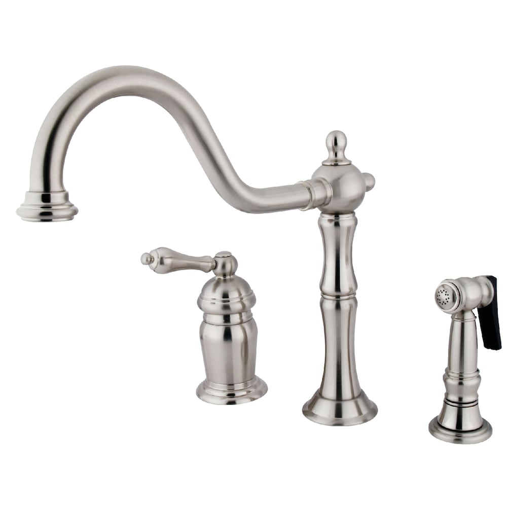 Robinet de cuisine standard à poignée unique Heritage avec pulvérisateur latéral en nickel brossé