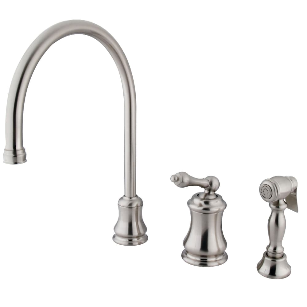 Robinet de cuisine standard à poignée unique Restoration avec pulvérisateur latéral en nickel brossé
