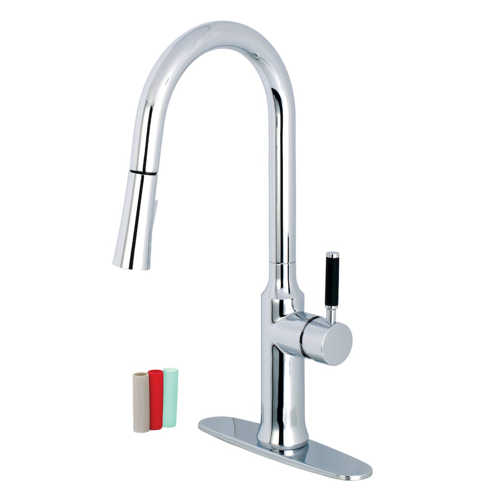 Robinet de cuisine à poignée unique et pulvérisateur rétractable en chrome
