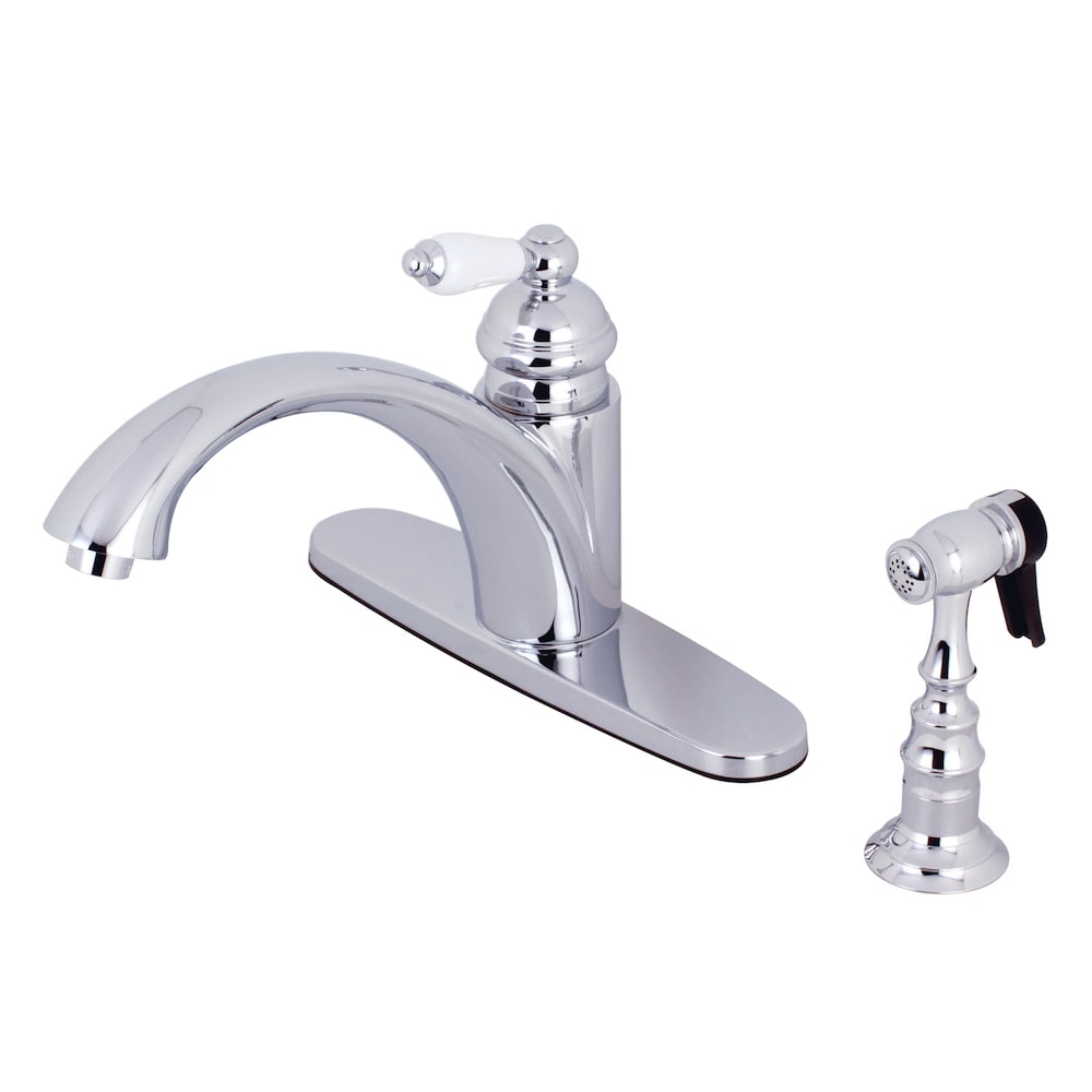 Robinet de cuisine standard à poignée unique vintage avec pulvérisateur latéral en chrome poli