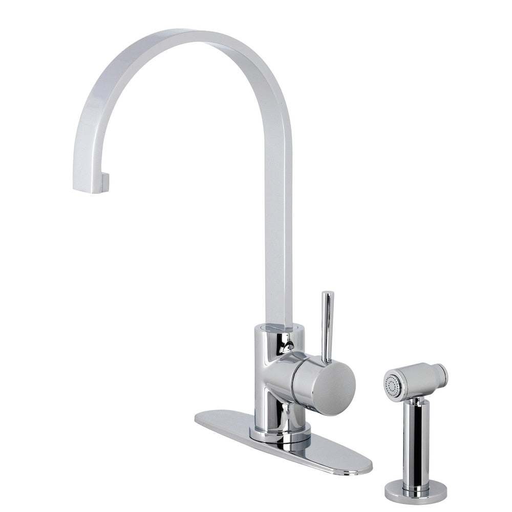 Robinet de cuisine à poignée unique Concord avec pulvérisateur latéral en chrome poli