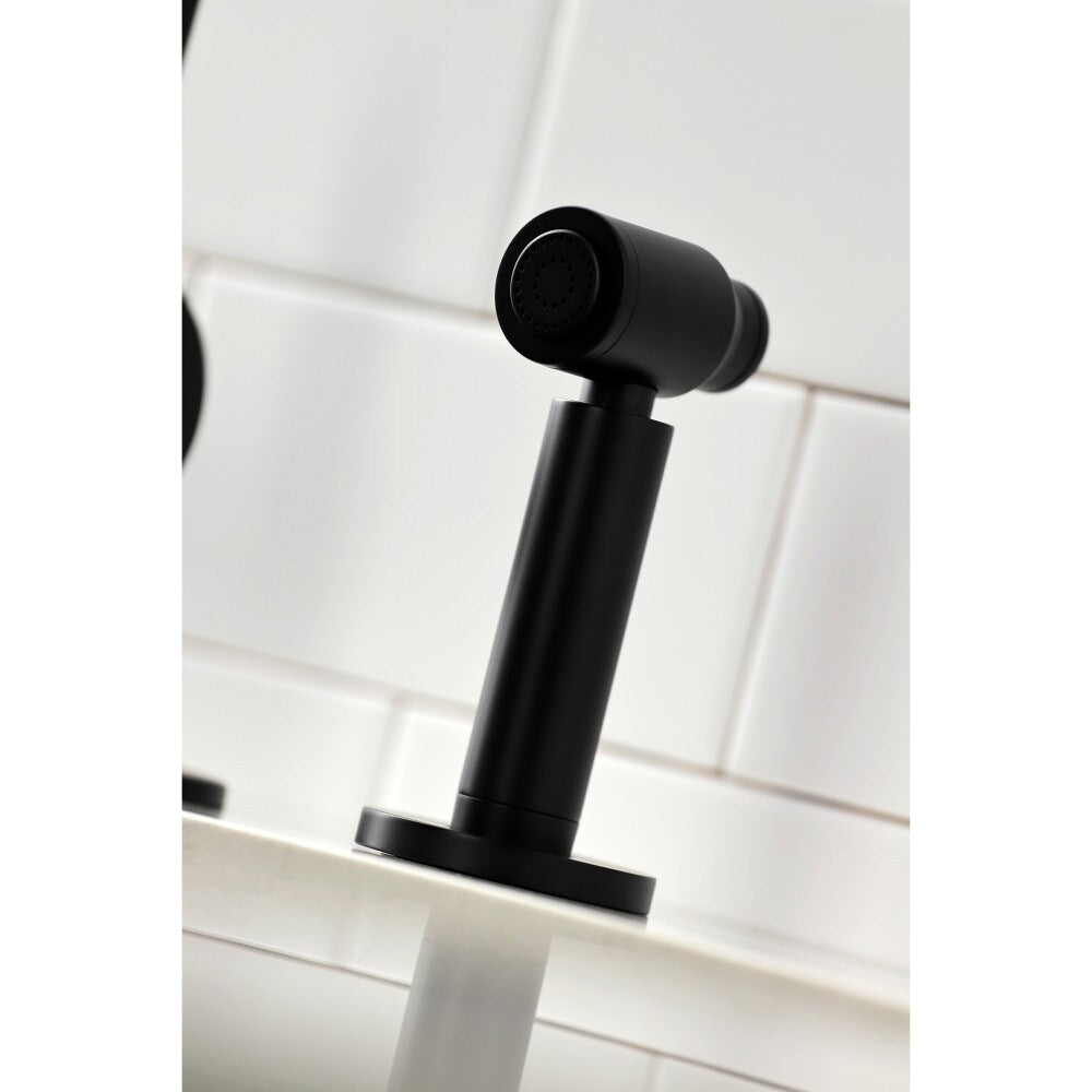 Robinet de cuisine à poignée unique Concord avec pulvérisateur latéral en noir mat