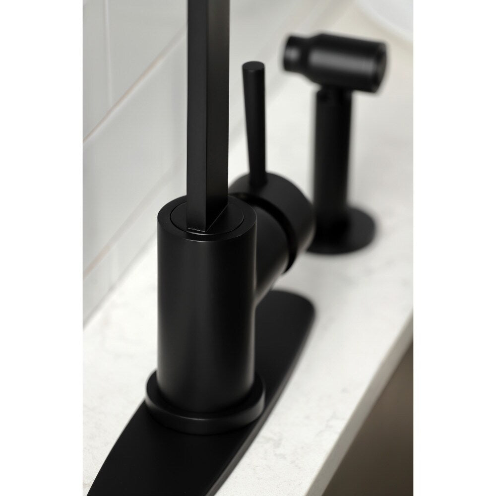 Robinet de cuisine à poignée unique Concord avec pulvérisateur latéral en noir mat