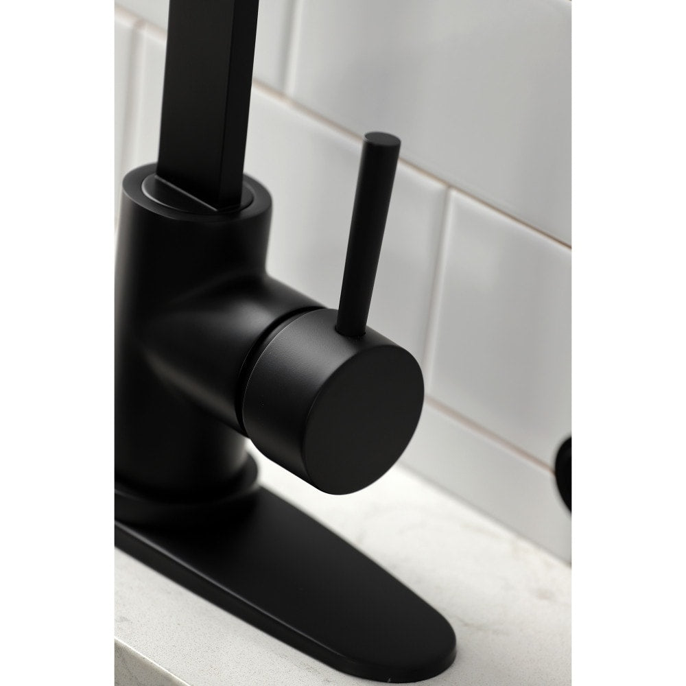 Robinet de cuisine à poignée unique Concord avec pulvérisateur latéral en noir mat