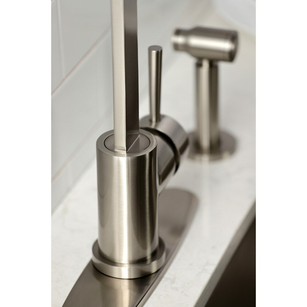 Robinet de cuisine à poignée unique Concord avec pulvérisateur latéral en nickel brossé