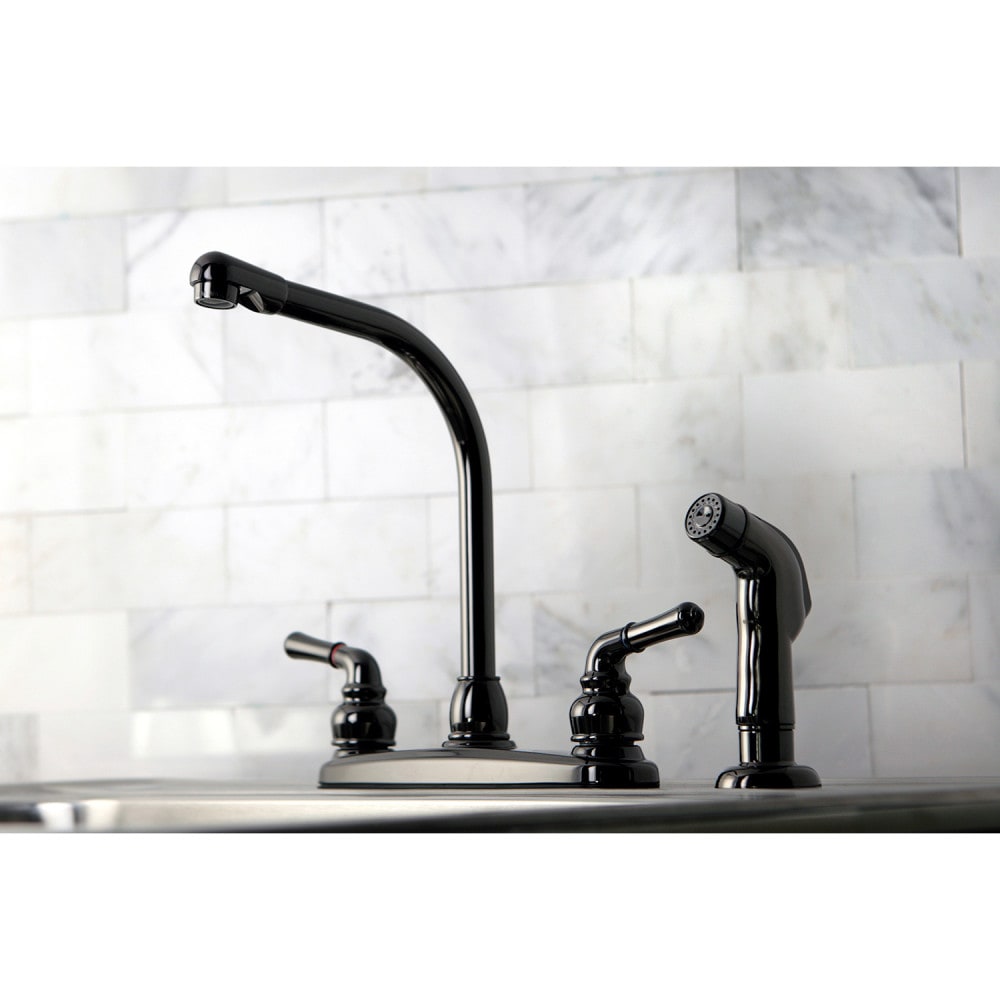 Robinet de cuisine standard à 2 poignées avec pulvérisateur latéral en acier inoxydable noir