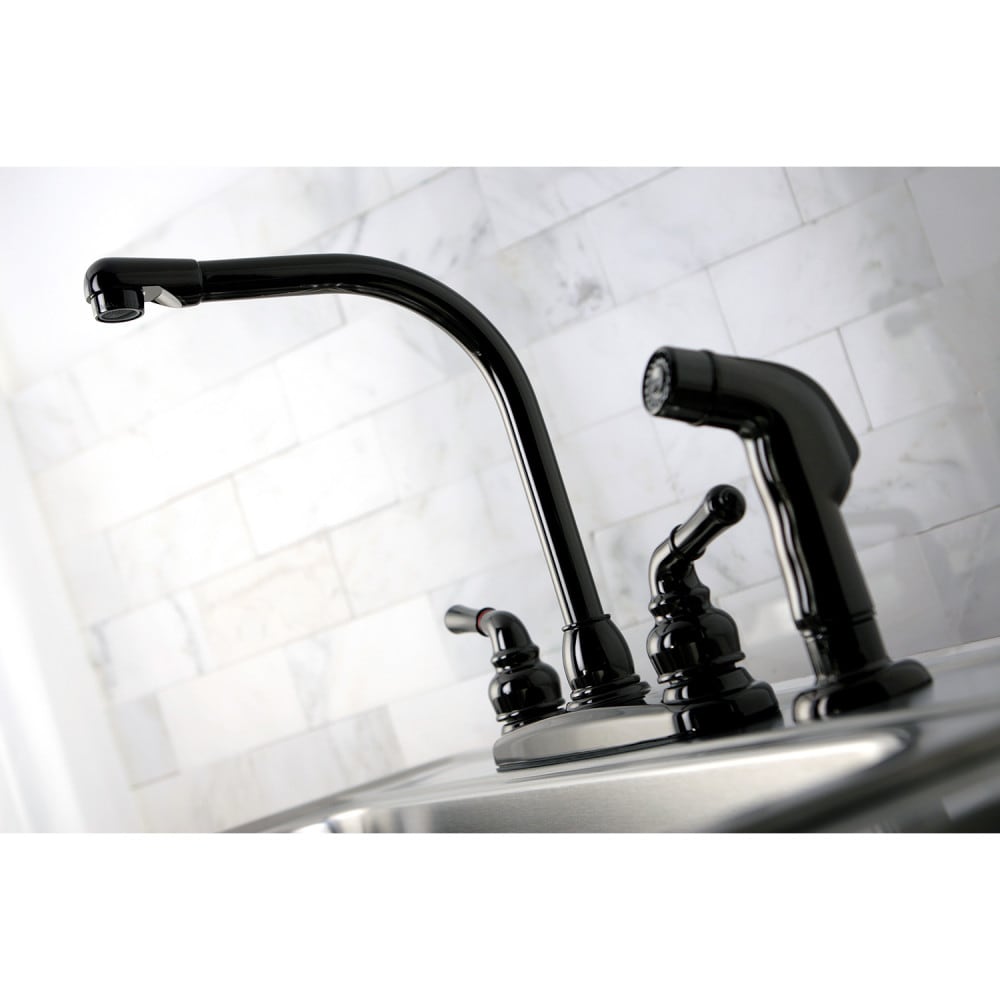 Robinet de cuisine standard à 2 poignées avec pulvérisateur latéral en acier inoxydable noir