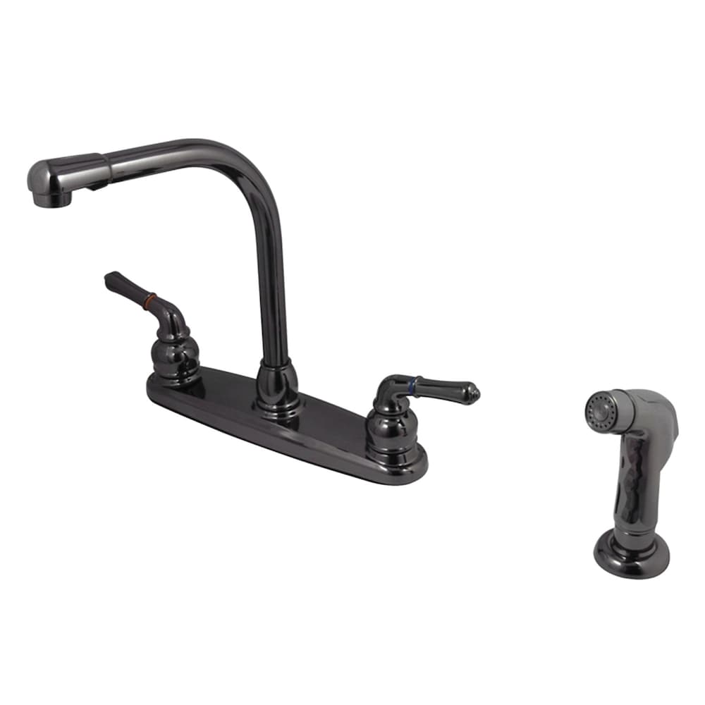 Robinet de cuisine standard à 2 poignées avec pulvérisateur latéral en acier inoxydable noir