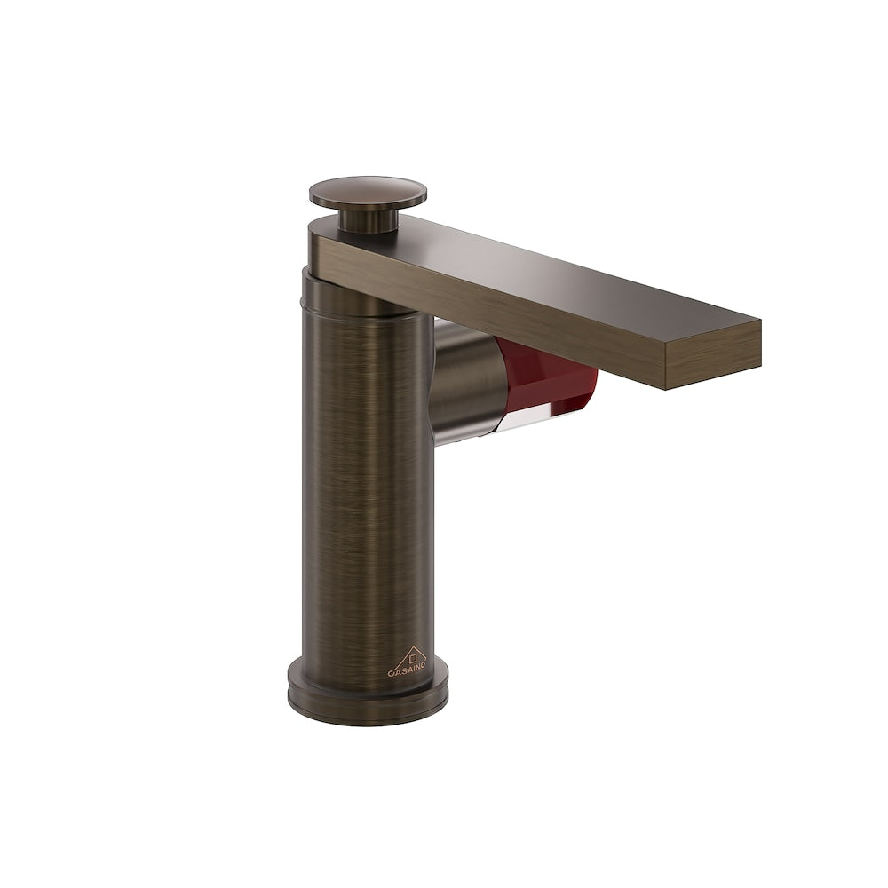 Robinet de lavabo à poignée simple vitrée de 1,2 GPM avec drain en bronze brun