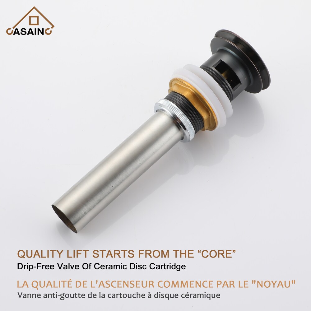 Robinet de lavabo à poignée simple vitrée de 1,2 GPM avec drain en bronze brun