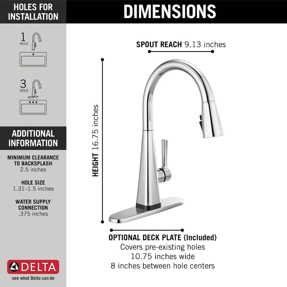 Lenta Touch Single-Handle Pull-Down Sprayer Kitchen Faucet with ShieldSpray Technology in Chrome