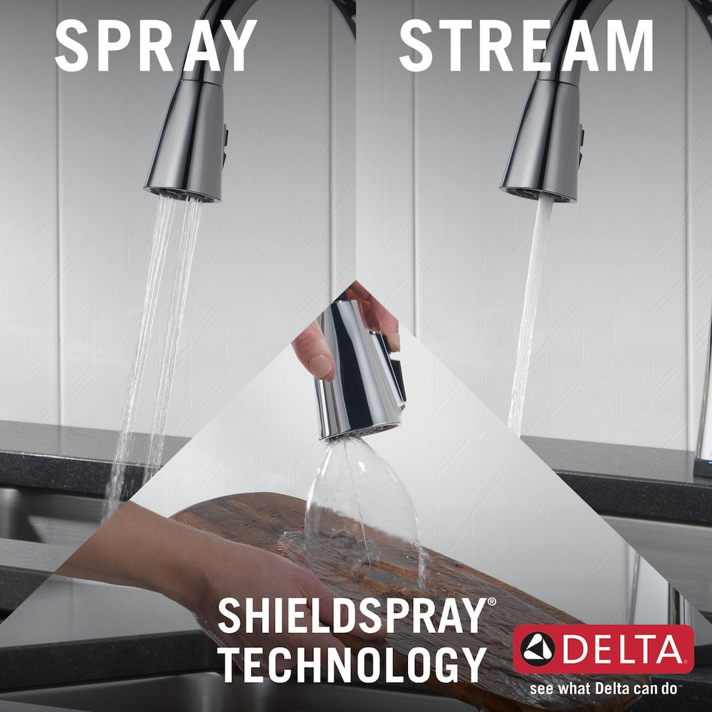 Lenta Touch Single-Handle Pull-Down Sprayer Kitchen Faucet with ShieldSpray Technology in Chrome