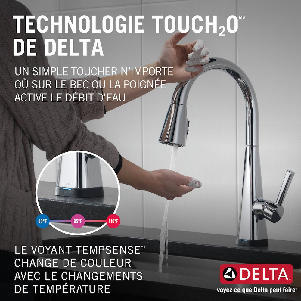 Lenta Touch Single-Handle Pull-Down Sprayer Kitchen Faucet with ShieldSpray Technology in Chrome