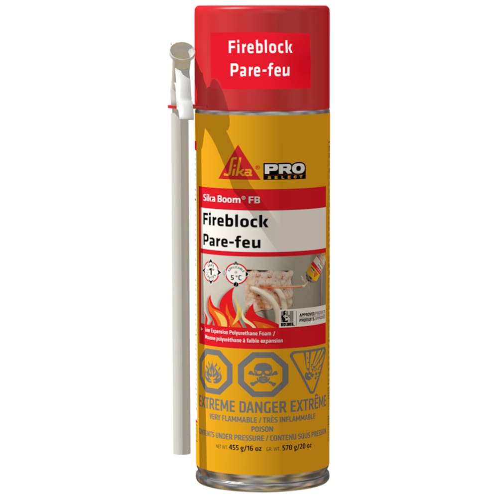 Sika Boom -130 FB, 16 oz, Fire-Resistant Polyurethane Expansion Foam, Seals Against Smoke and Gas, 455g