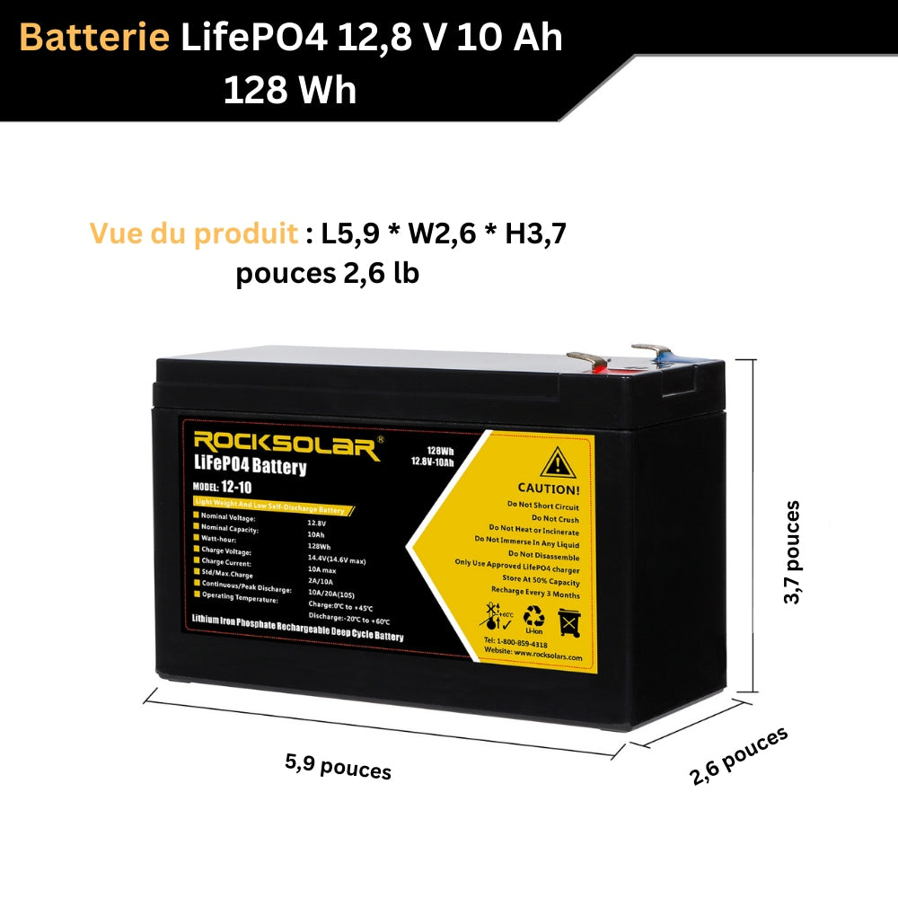 ROCKSOLAR 12V 10Ah Deep Cycle LiFePO4 Battery with BMS System
